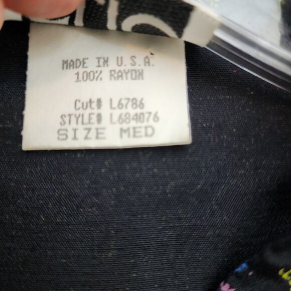 Clio Vintage Asian print 3/4 sleeve button front blouse woman's size medium - Picture 8 of 9